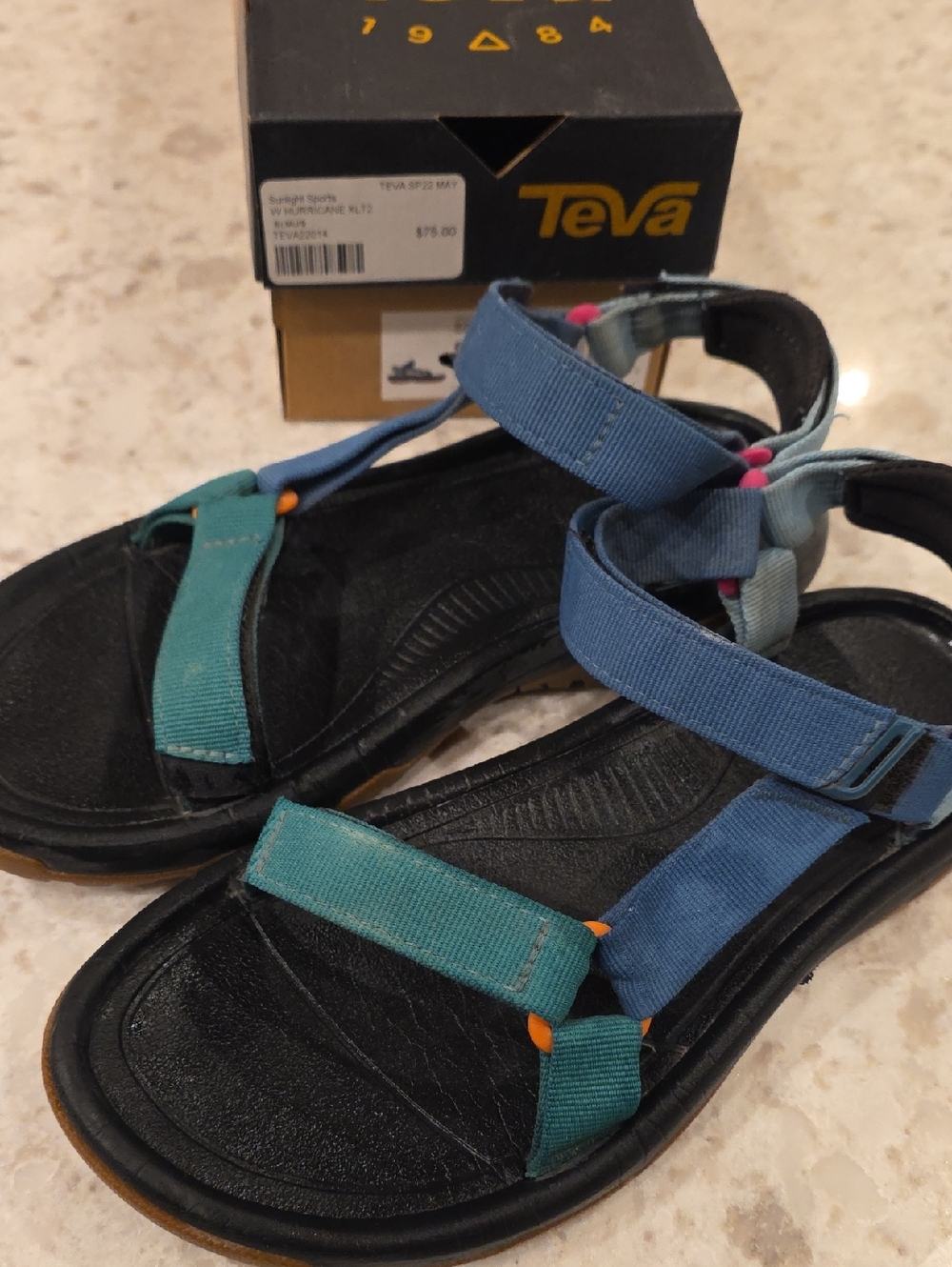 Teva Womens HURRICANE XLT2 Blue and Teal Strappy Sport Sandals